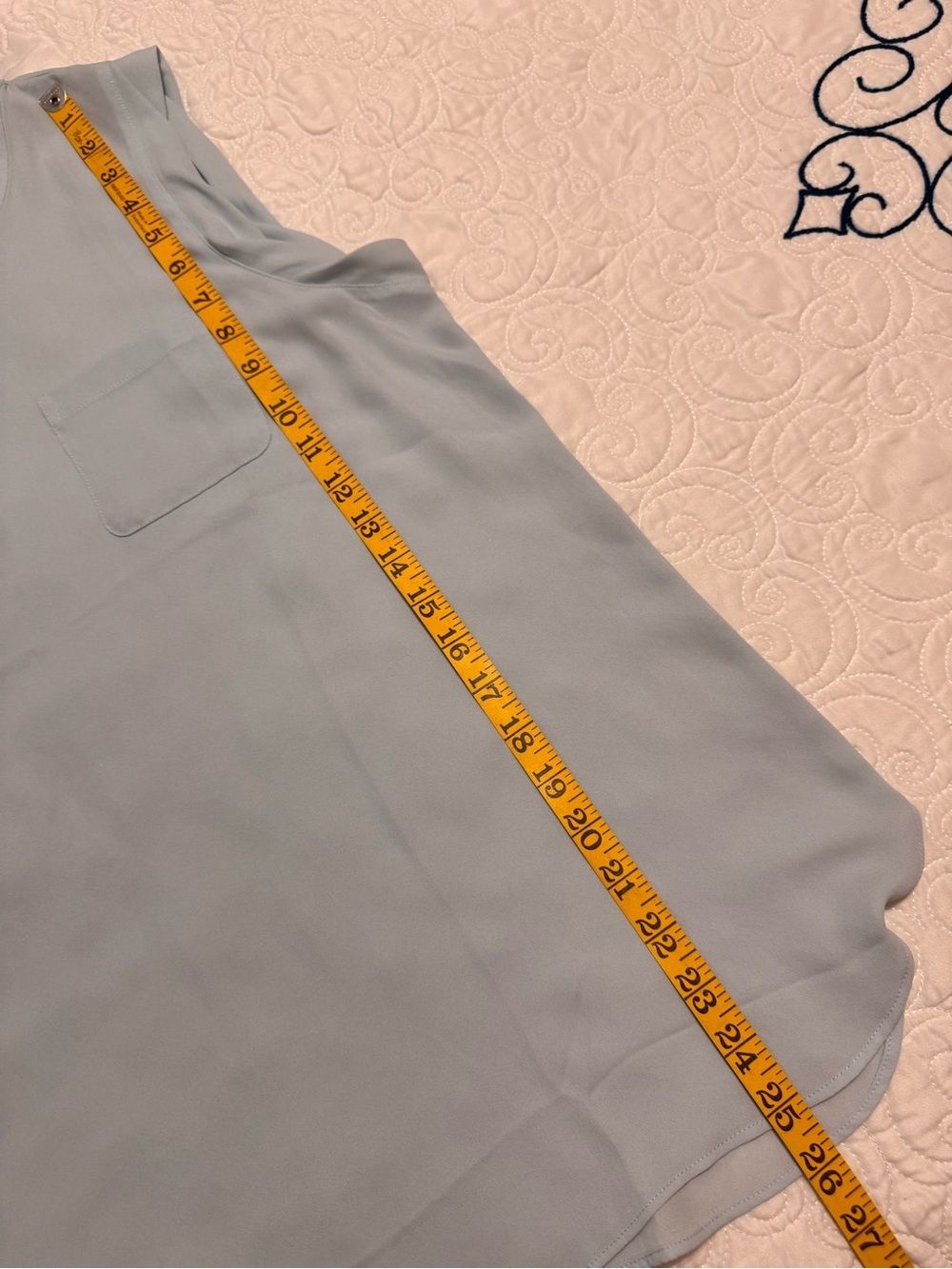 LOFT Sheer Light Blue Sleeveless Blouse Size Large - Picture 9 of 10